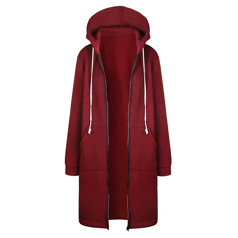 Thickened Hoodies For Women Maxi Length Parka Hoodie Insulated Winter Coat With Zipper Pockets