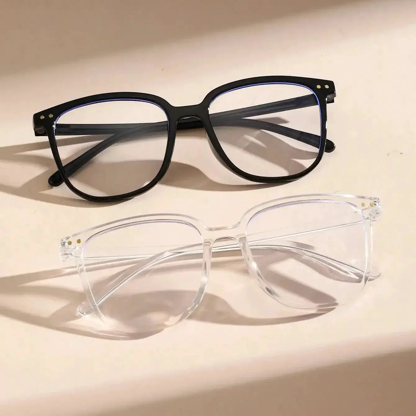 NovaSight Unisex Classic Square Frame Glasses Two Piece Set Lightweight Titanium Plastic Frames For All Day Comfort