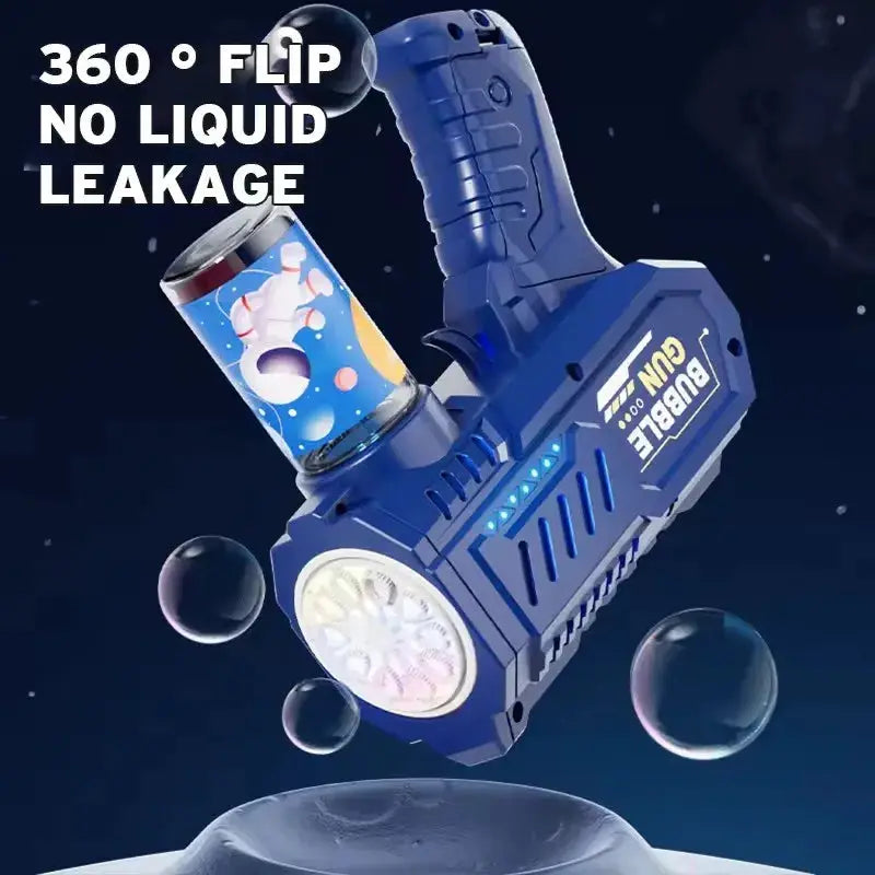 Fully Automatic Bubble Gun Rocket Blower for Kids with Bubble Liquid Endless Outdoor Bubbles Toy Gift