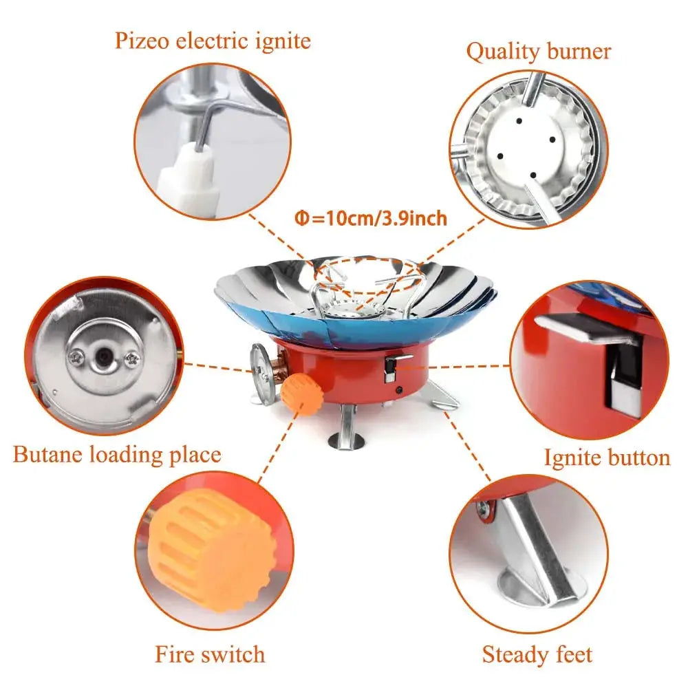 2800W Windproof Portable Outdoor Gas Stove For Camping Hiking Picnic With Storage Bag Carrying Case