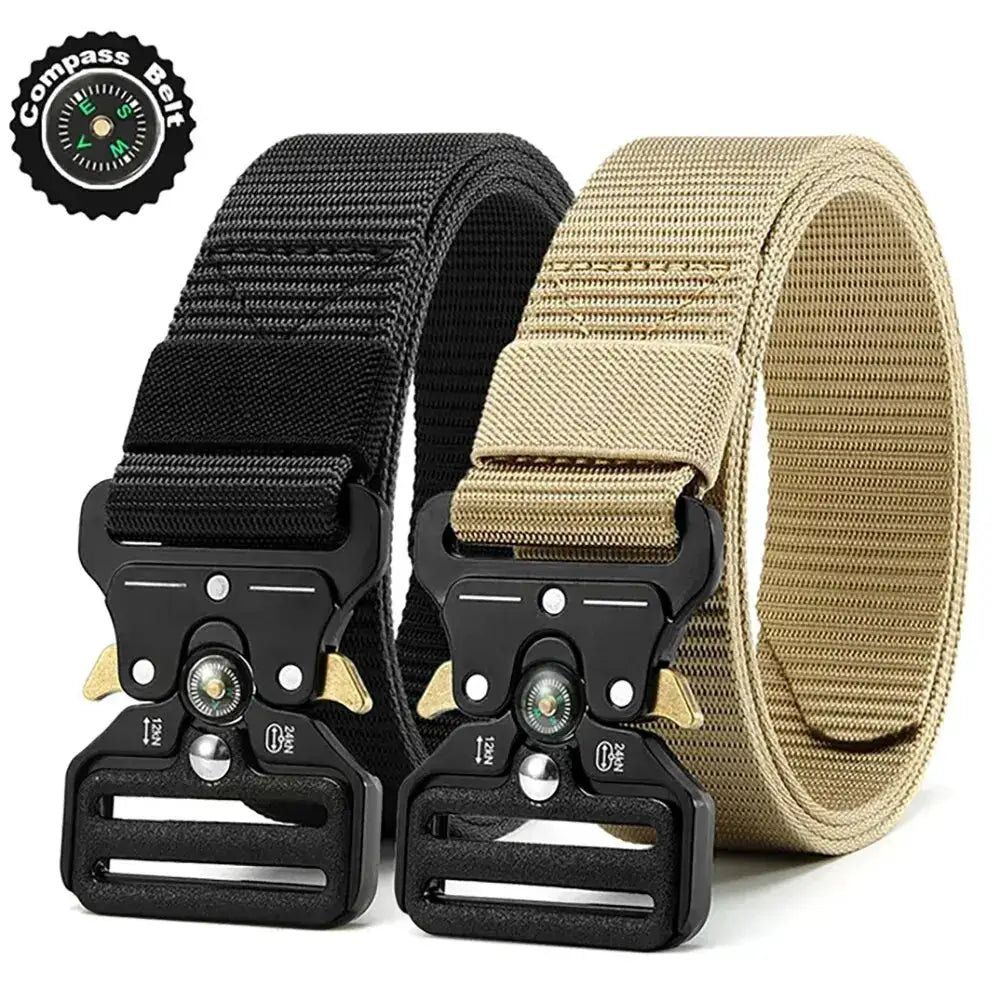 Unisex Outdoor Compass Belt With Integrated Compass Durable Canvas Nylon Belt For Sports Casual And Tactical Use