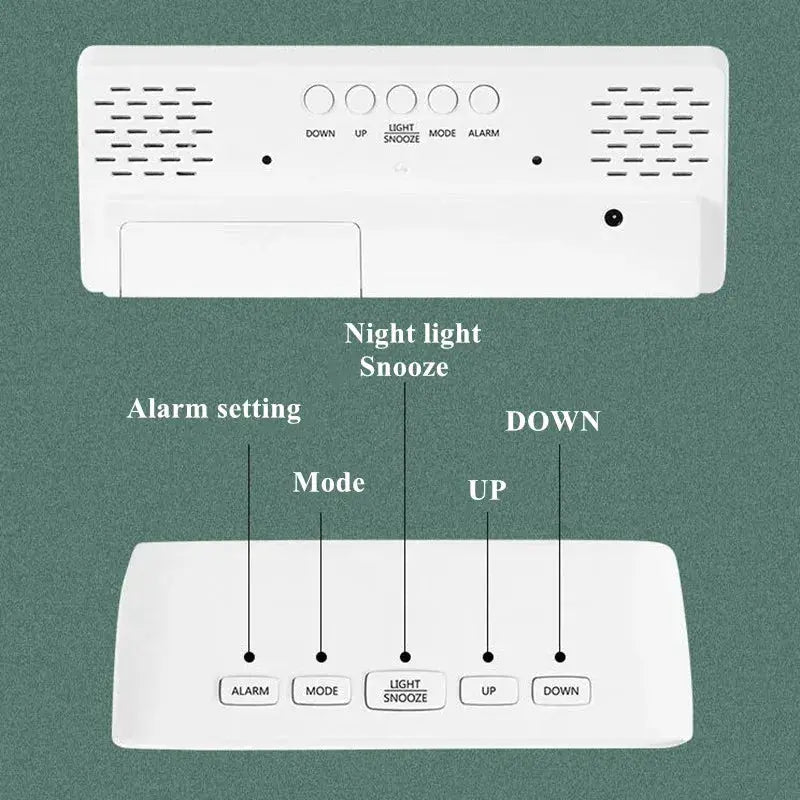 Simples Market white digital desk alarm clock with night light and snooze button