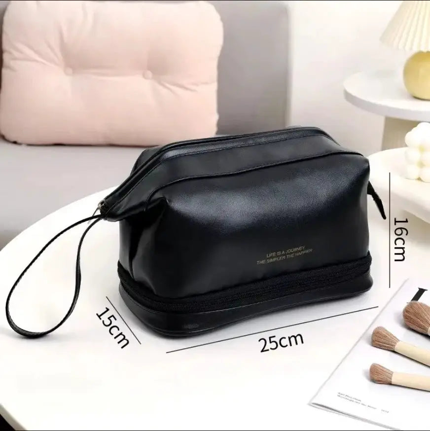 LuxeCase Cosmetics Storage Bag Waterproof Exterior Large Capacity for Effortless Travel Organization