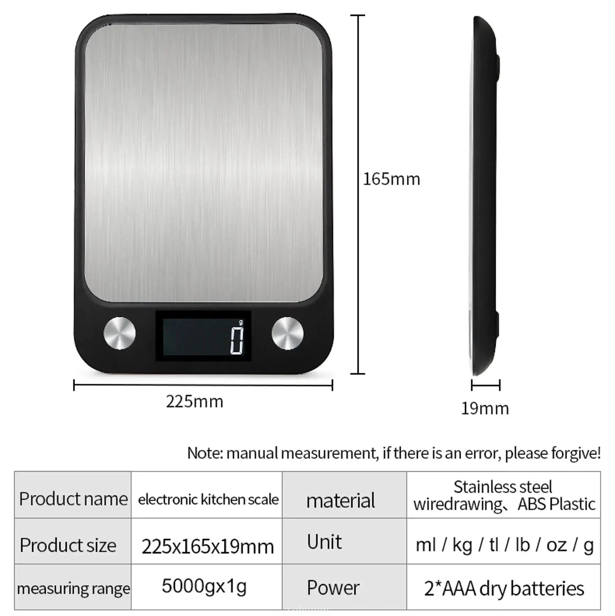 Kitchen Scale 15Kg 1g Weighing For Food Coffee Balance Smart Electronic Digital Scale Stainless Steel