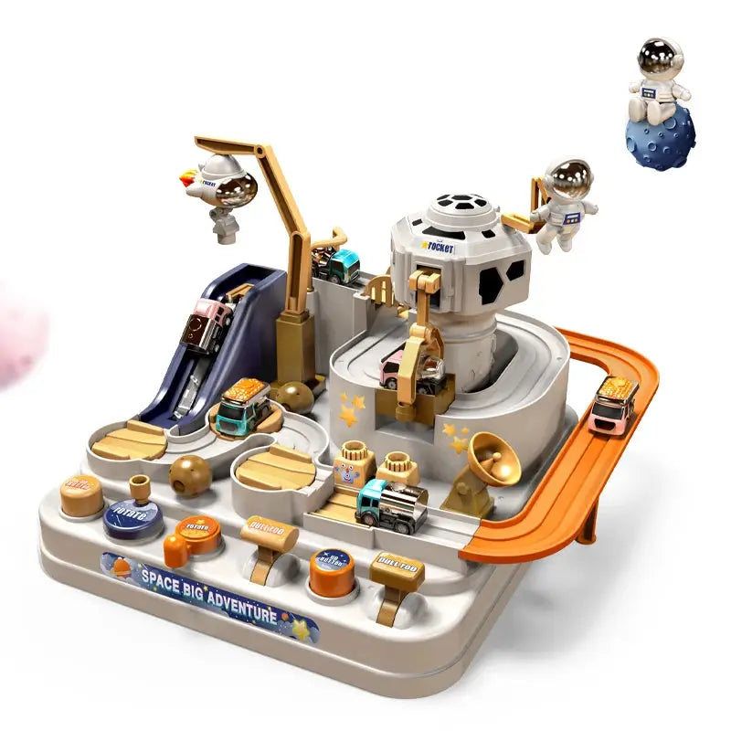 Racing Rail Car Model Space Adventure Educational Toy for Kids Train Track Brain Teaser Interactive Game