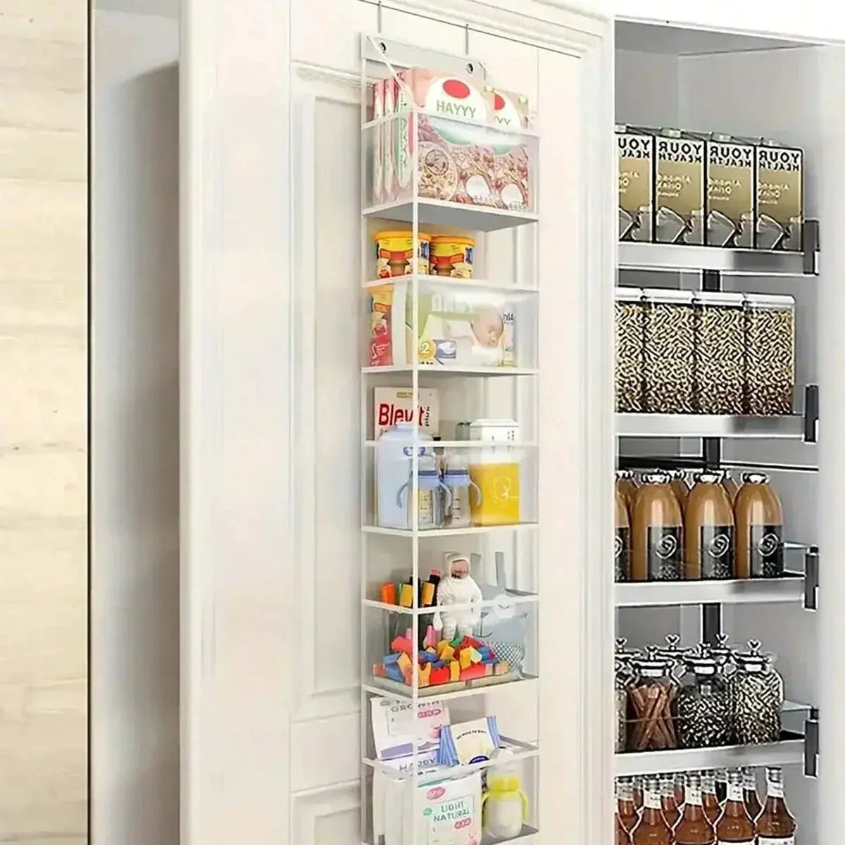 Simples Market hanging storage organizer with 4/6 fabric layers and clear pockets for underwear, clothes and toys