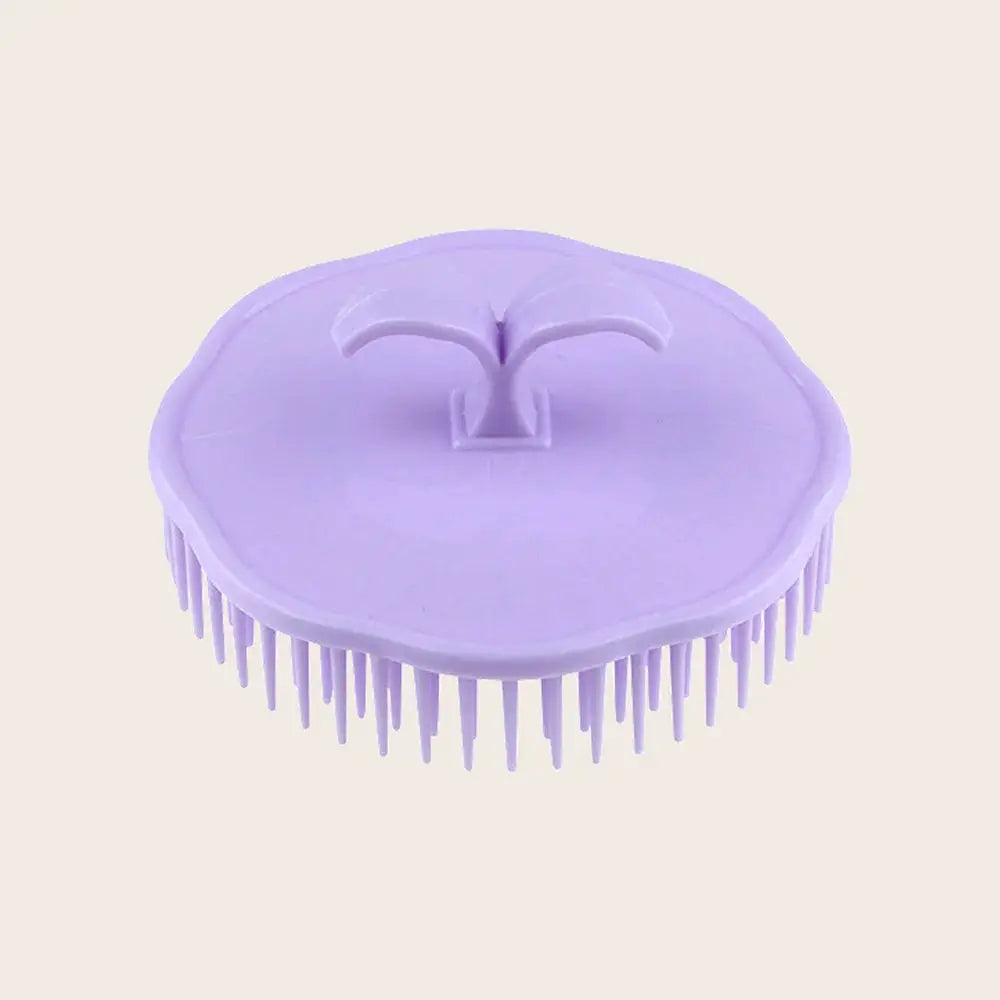 Head wash scalp massage brush, purple silicone with soft edge bristles for scalp care