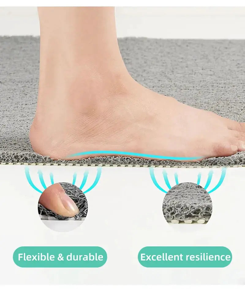Non-slip hollow bath mat, grey foot-massage shower mat for bathroom and hotel use; quick-drying and flexible.
