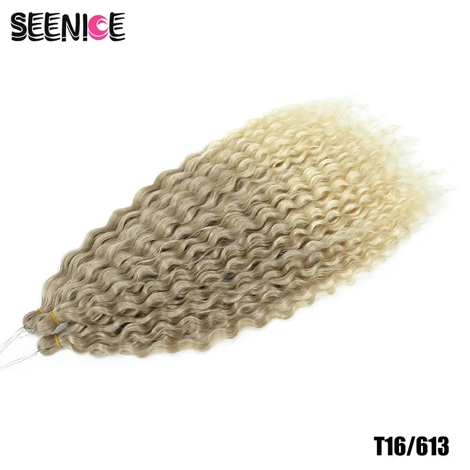 Ariel Curl Deep Twist crochet hair extensions, 22in ombre blonde water-wave, 2 bundles