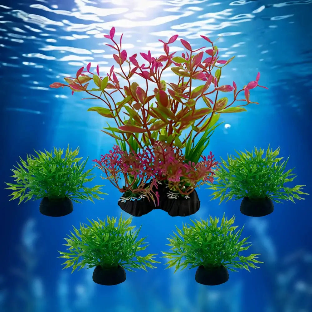 5 Piece Aquarium Plants Ornaments Set Artificial Water Grass Decoration For Fish Tanks