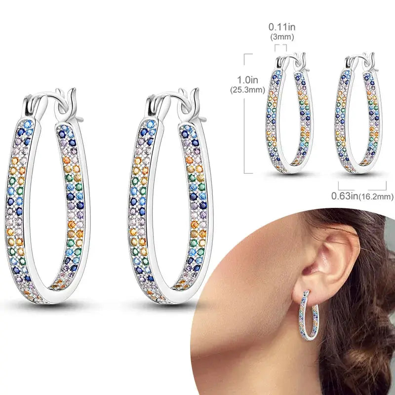 925 Sterling Silver Hoop Earrings Hypoallergenic Zirconia Hoops For Women Girls High Quality Fashion Jewelry