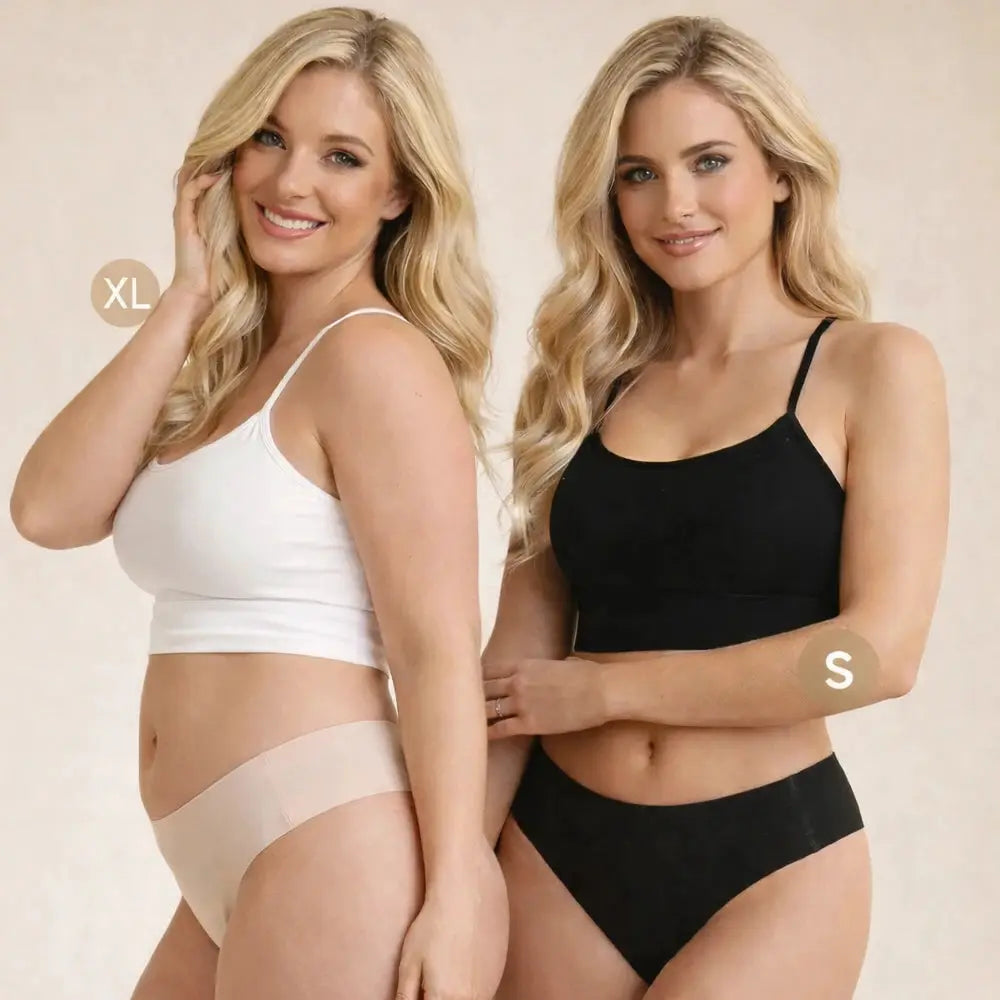 Anti cameltoe proof seamless panties, no-show underwear, white/beige and black sets