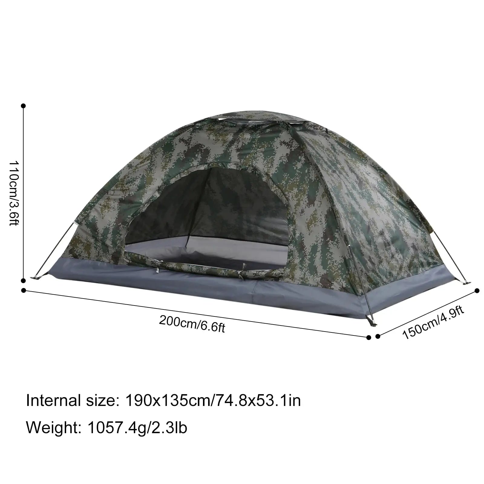 Tomshoo 1/2-person camouflage ultralight camping tent with anti-UV coating UPF 30+