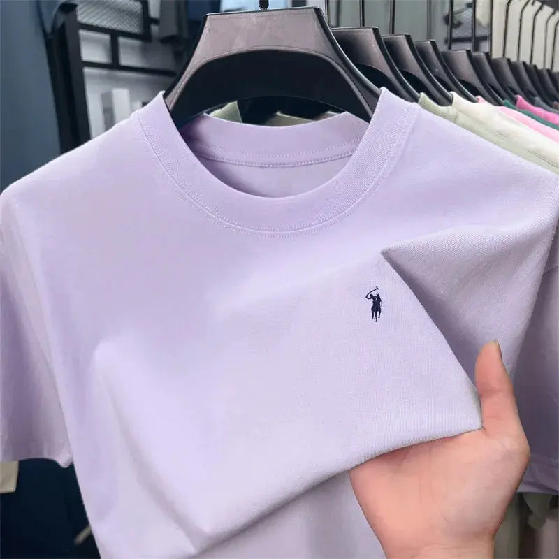 100% cotton men's short sleeve T-shirt fashion brand Paul Pony embroidery summer new high-end comfortable casual round neck top