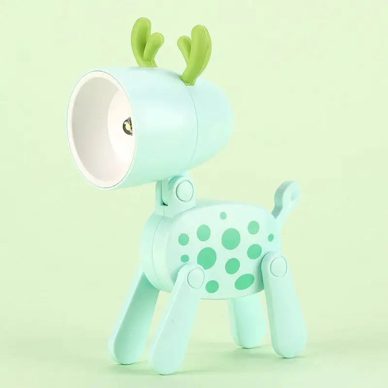 Simples Market mini LED night light deer-shaped desk lamp in mint green with green antlers