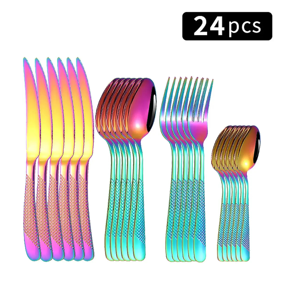 Star Diamond 24 Piece Stainless Steel Tableware Set For Six With Gold Inlay Elegance For Family Dining