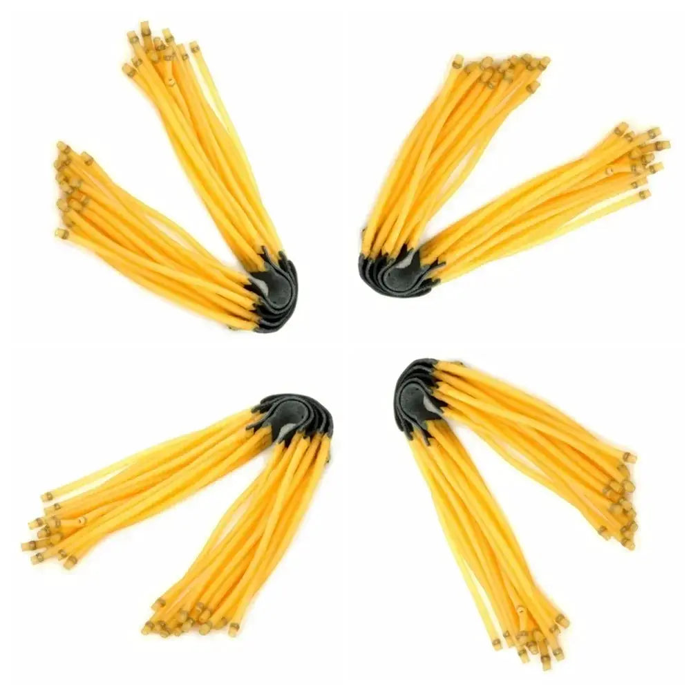 Slingshot elastic rubber bands set by Simples Market, yellow latex with black ends, 4-pack.