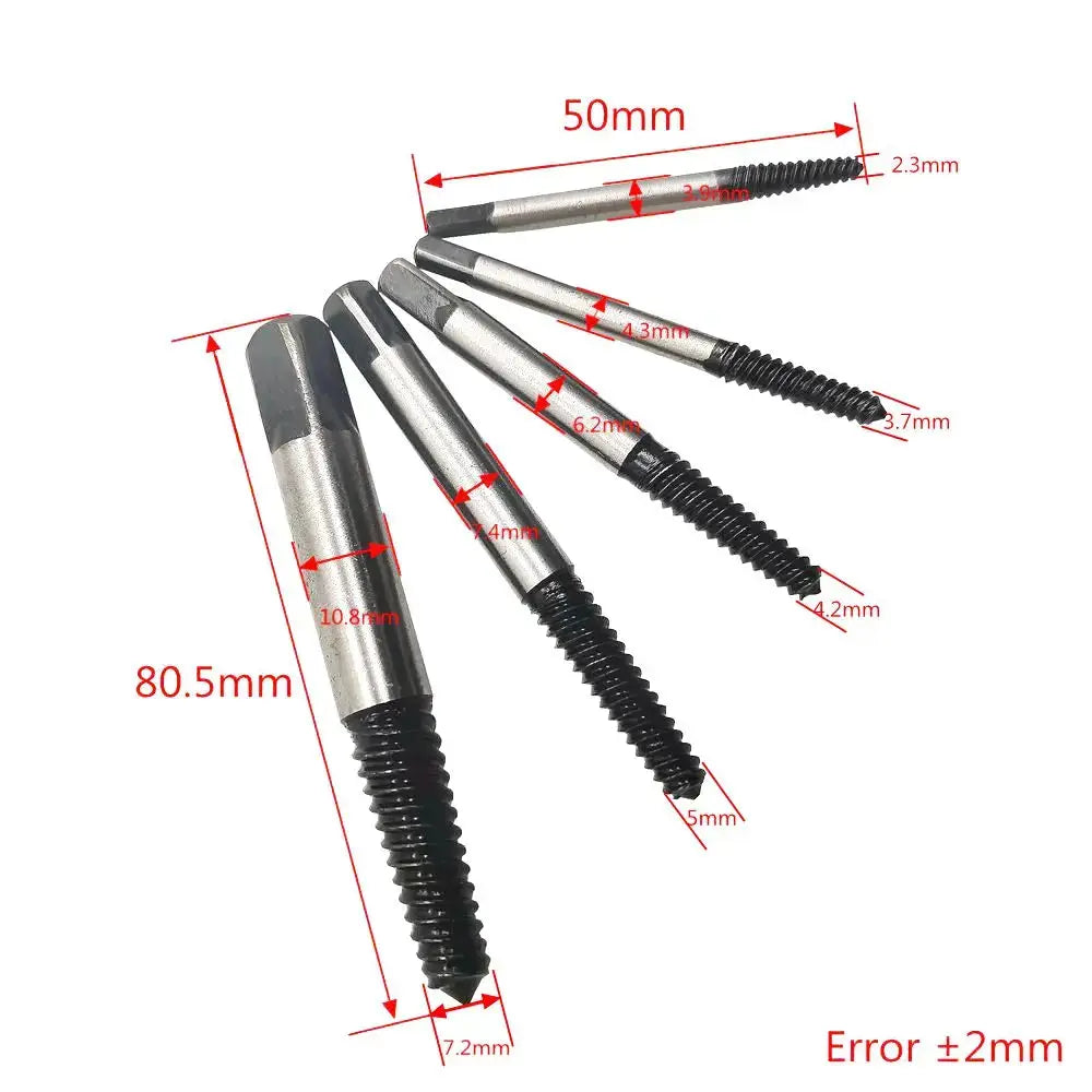 5 Piece Screw Extractor Center Drill Bit Guide Set For Removing Broken Damaged Bolts And Screws DIY Woodworking