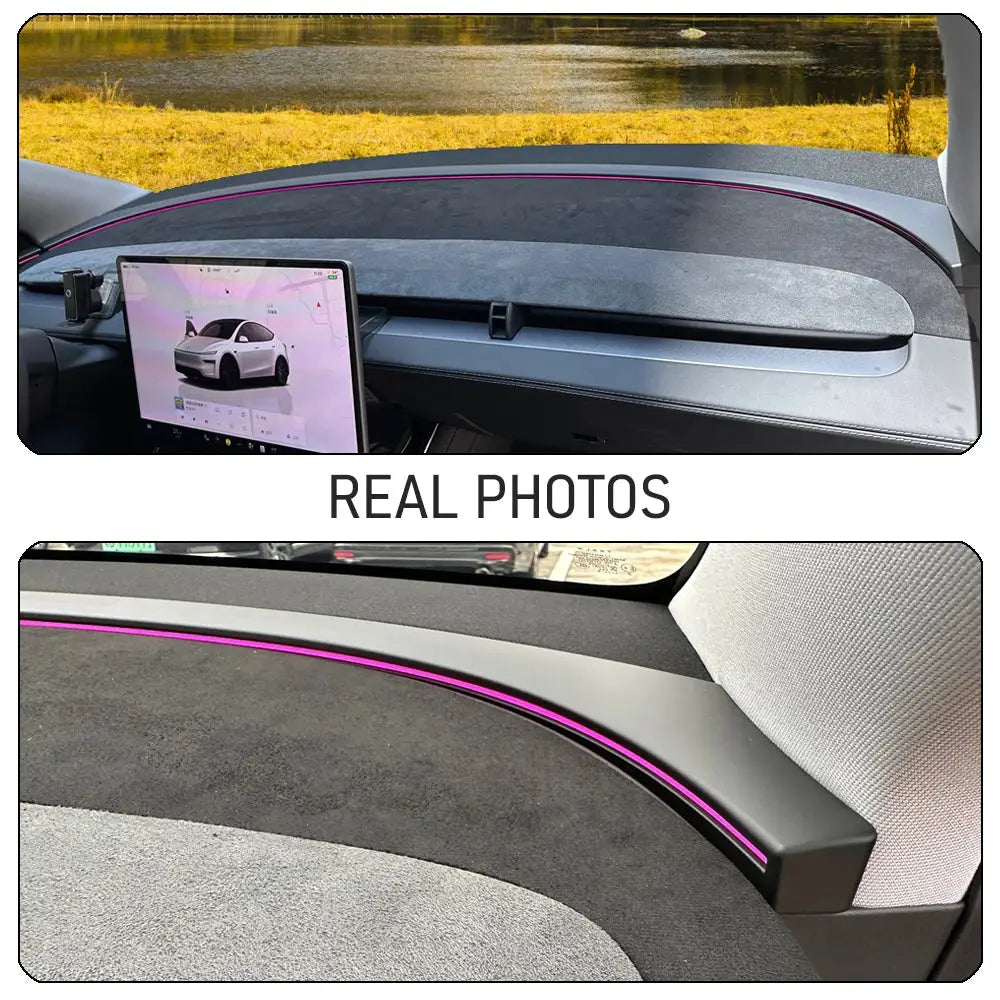 Dash mat for Tesla Model Y by Simples Market; suede sunshade protector, anti-UV, non-slip