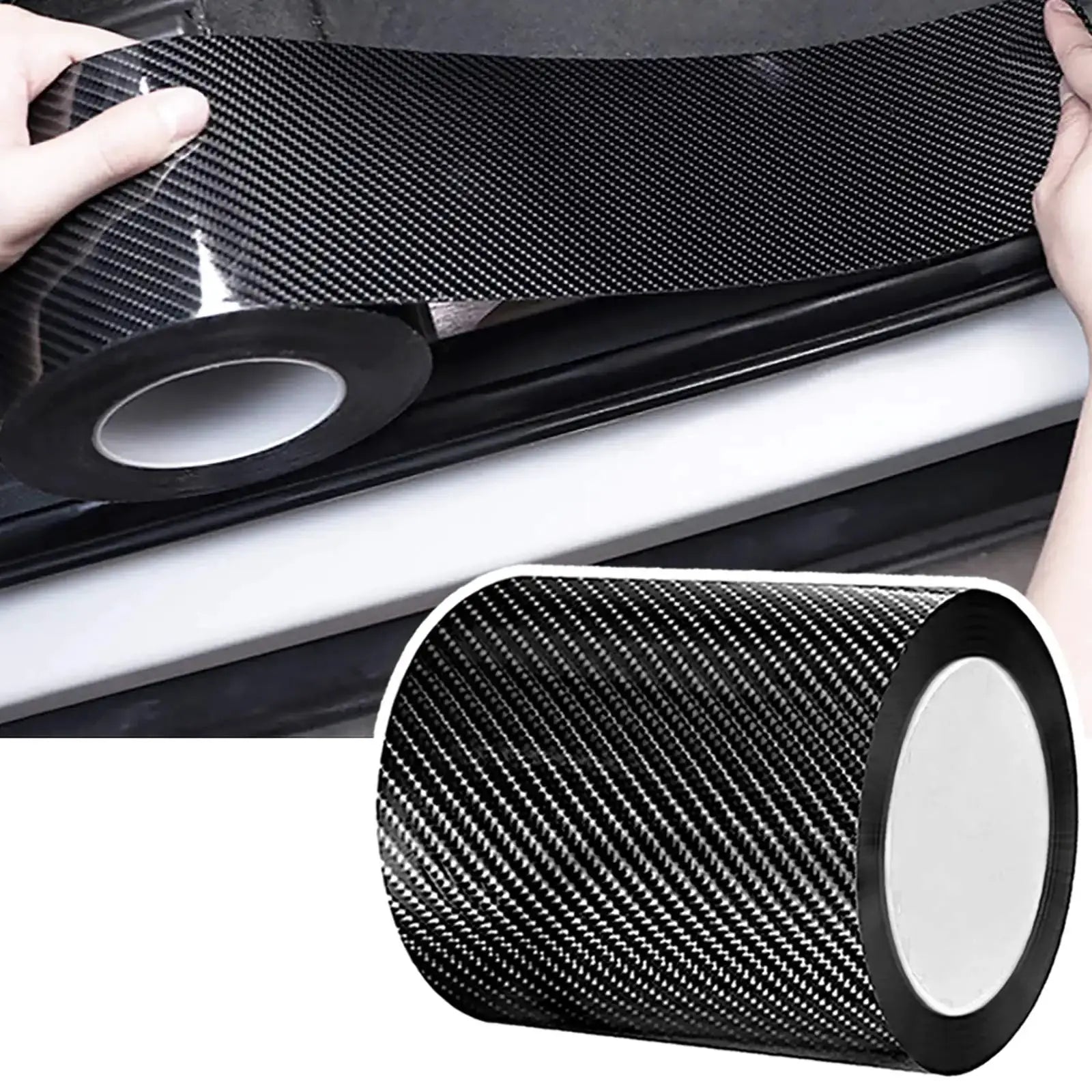 Carbon fiber automotive adhesive tape roll by Simples Market, matte black, self-adhesive 3D vinyl film