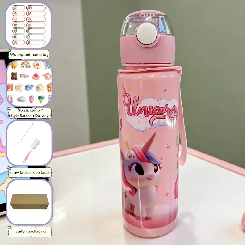 700ml Cute Cartoon Space Cup With Ring BPA Free High Temperature Resistant Portable Outdoor Water Bottle For Kids
