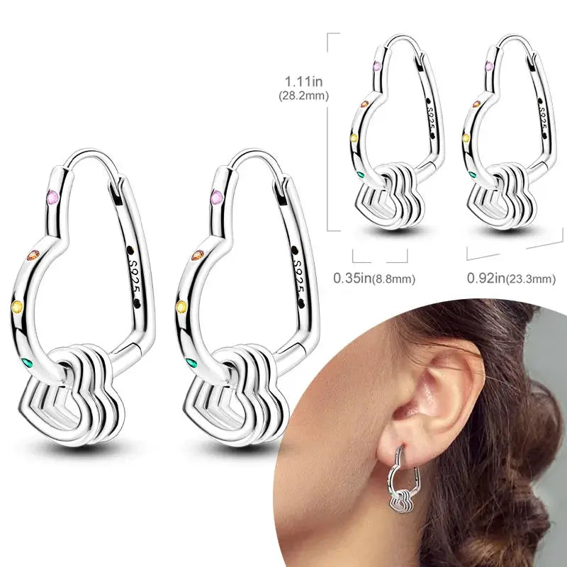 925 Sterling Silver Hoop Earrings Hypoallergenic Zirconia Hoops For Women Girls High Quality Fashion Jewelry