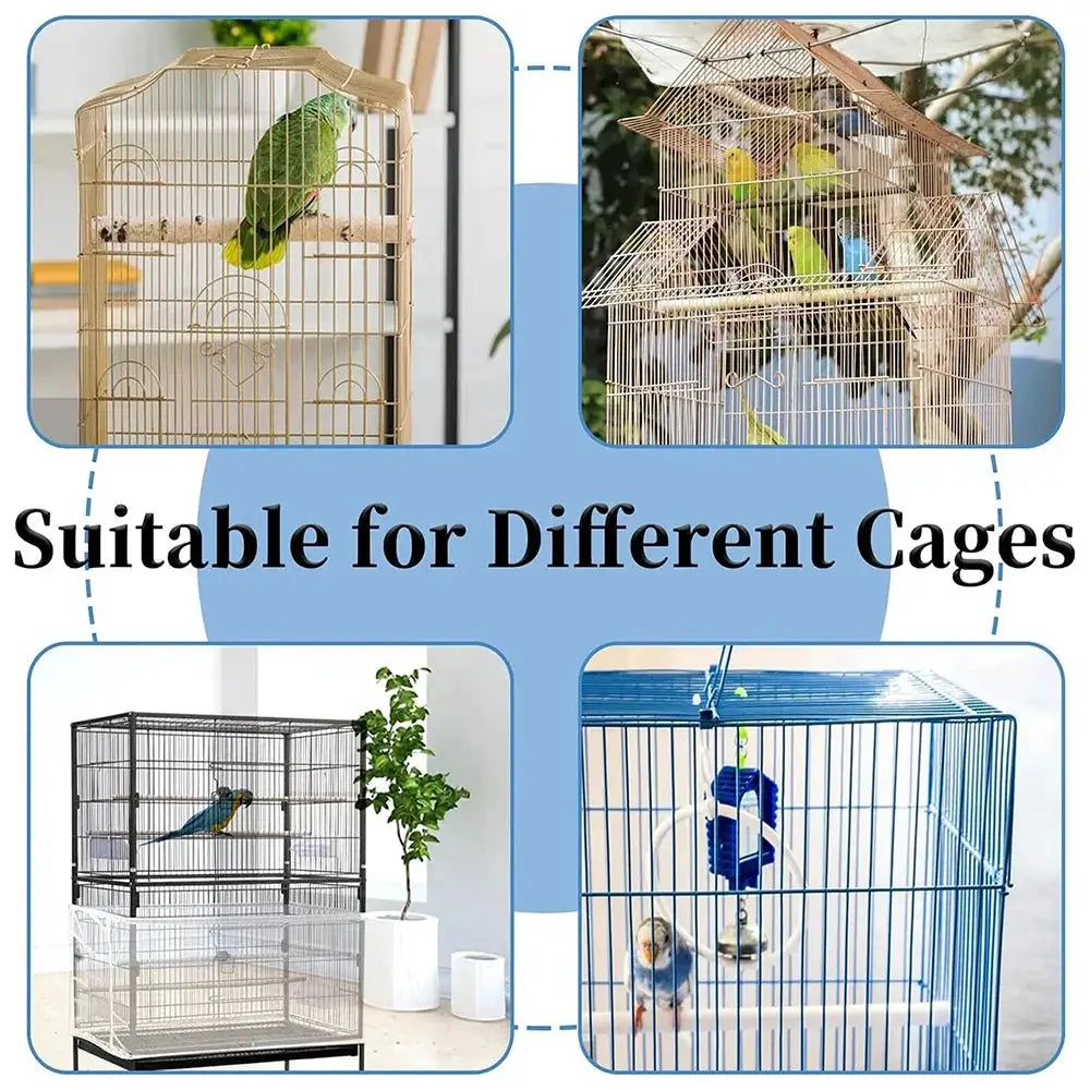 1PC Square Round Bird Cage Cover Splash Proof Mosquito Net Screen Parrot Protection Net Cage Accessory
