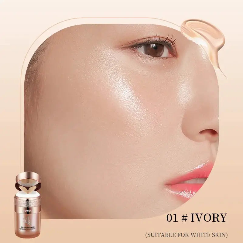 AuraGlow Air Cushion BB Cream Moisturizing Oil Control Foundation Concealer Whitening With Butterfly Powder Puff