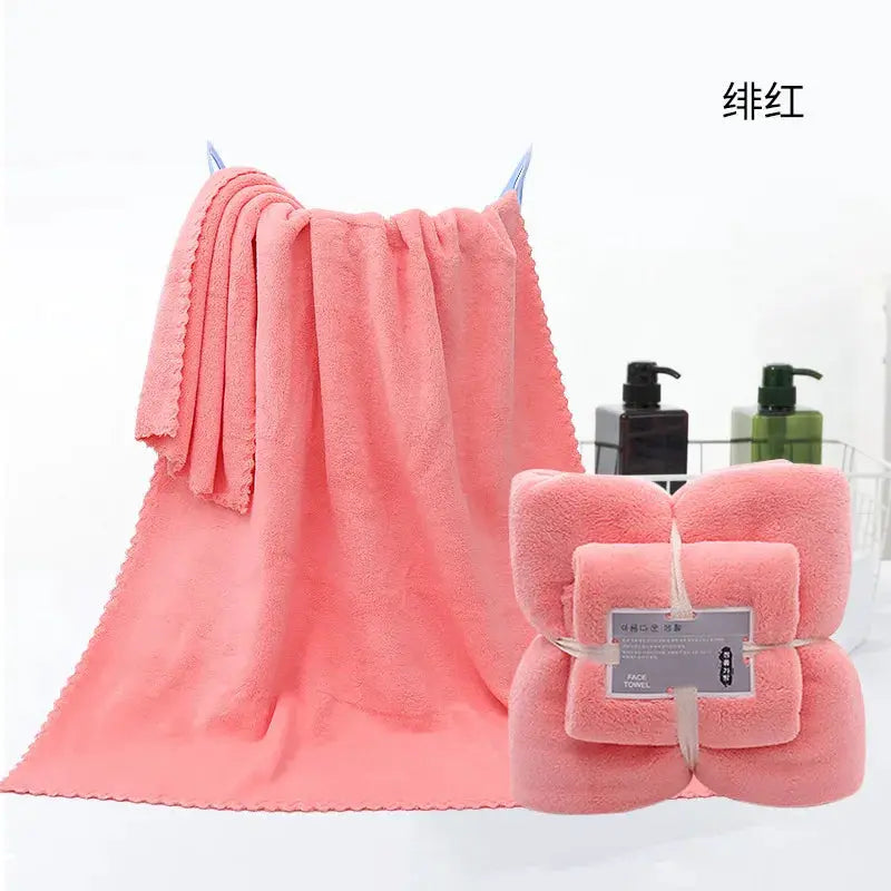 2 Piece Bath Towels Set Ultra Soft Coral Velvet Highly Absorbent Quick Dry For Adults Hotel And Spa Use