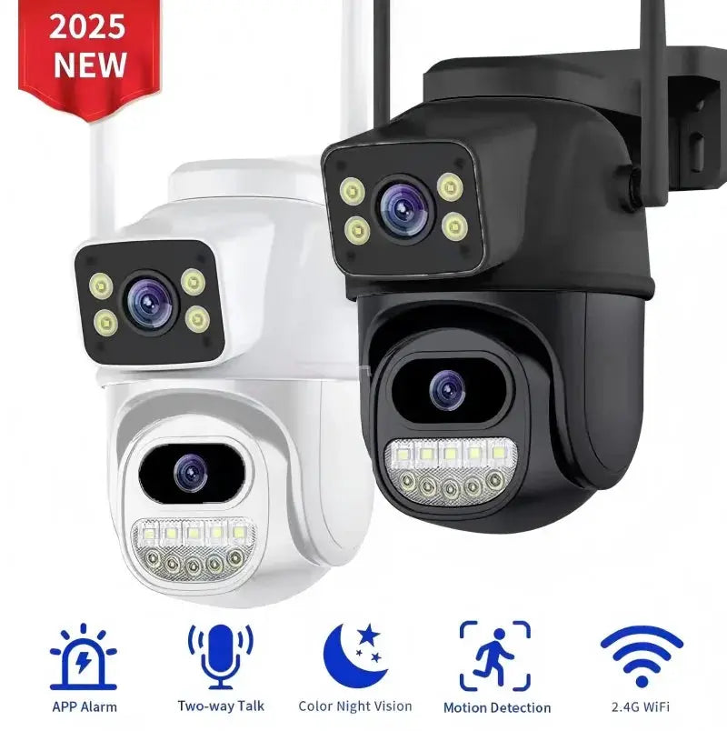 Simples Market Bestseller 360° No Blind Spot WiFi security camera pair, outdoor waterproof, black and white