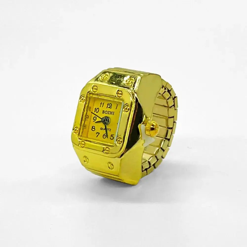 RetroPulse Heart Ring Watch With Adjustable Elastic Strap For Finger Sizes And Vintage Punk Roman Quartz Movement