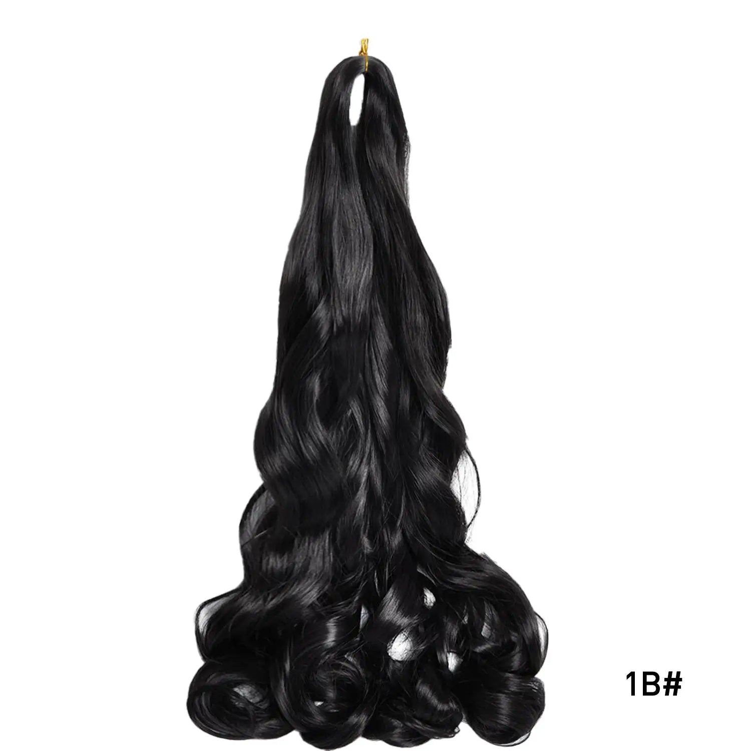 Simples Market French Curls Braiding Hair, 24in synthetic spiral curls, color 1B black