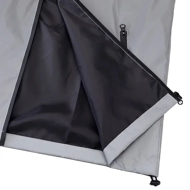 Night Reflective Vest for Men, gray outer with black inner lining and front zip closure.