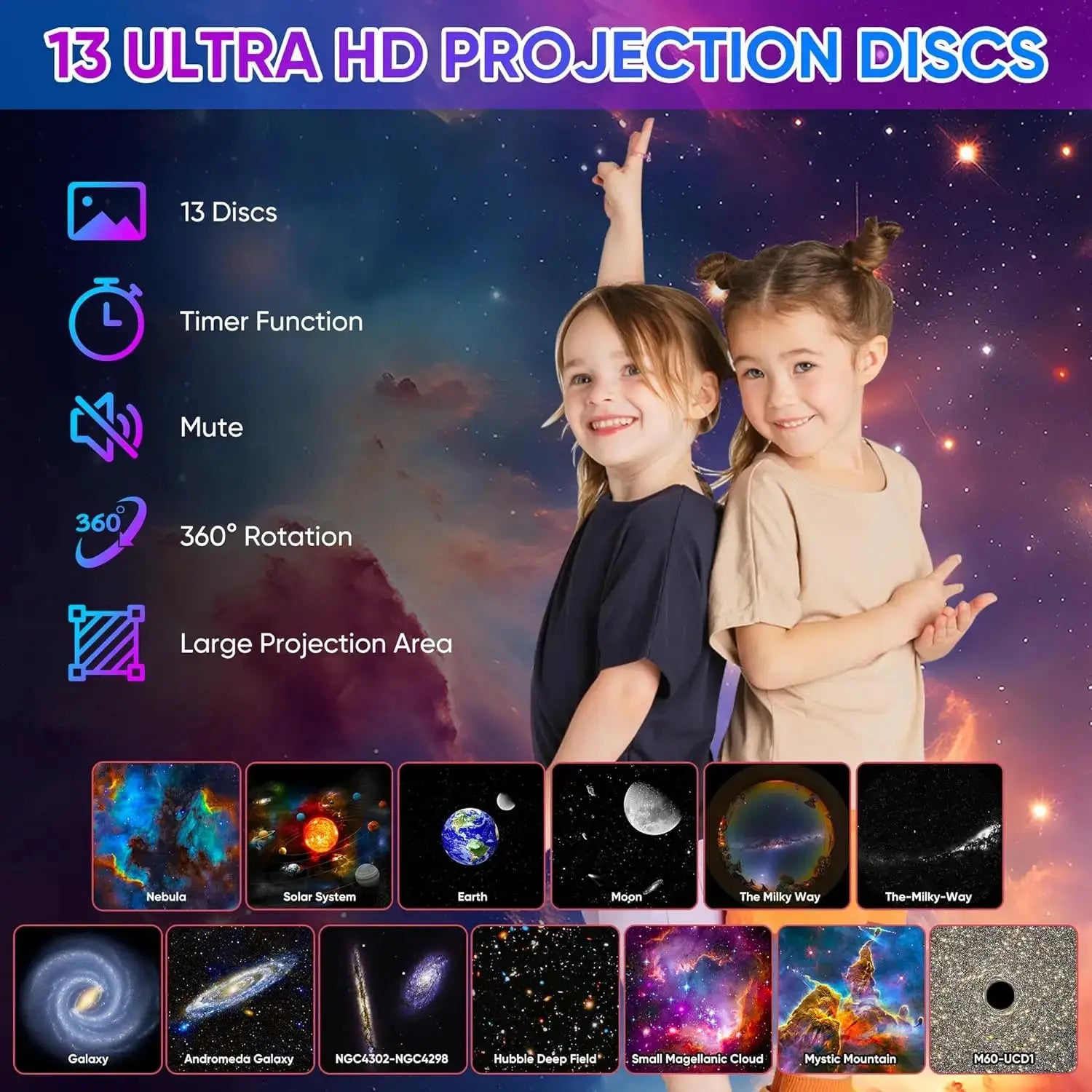 13 In 1 Galaxy Ultral Star Projector HD Night Light 360 Rotate