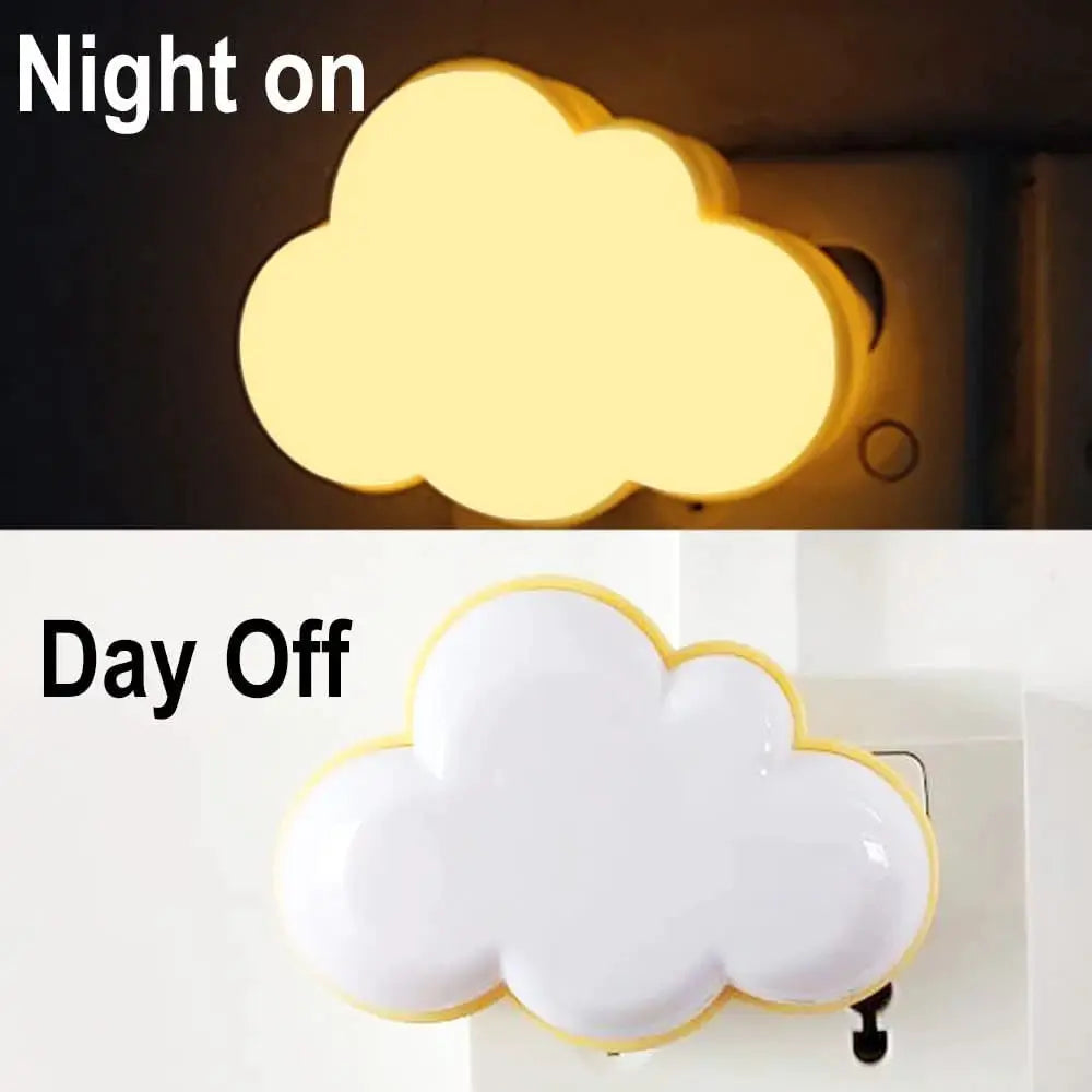 Cloud-shaped LED smart motion sensor night lights, plug-in with auto on/off; two units shown