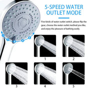 Simples Market handheld shower head with 5 adjustable spray modes, water-saving chrome finish
