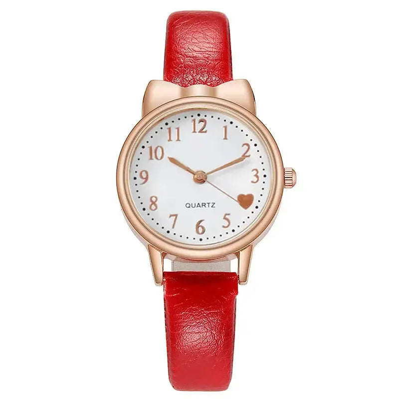 New Fashion Kids Digital Dial Girls Watch Leather Strap Quartz Movement Durable Timepiece Gift