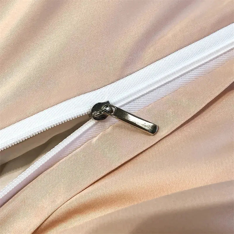 Duvet cover set in peach eucalyptus Lyocell with white zipper, Simples Market