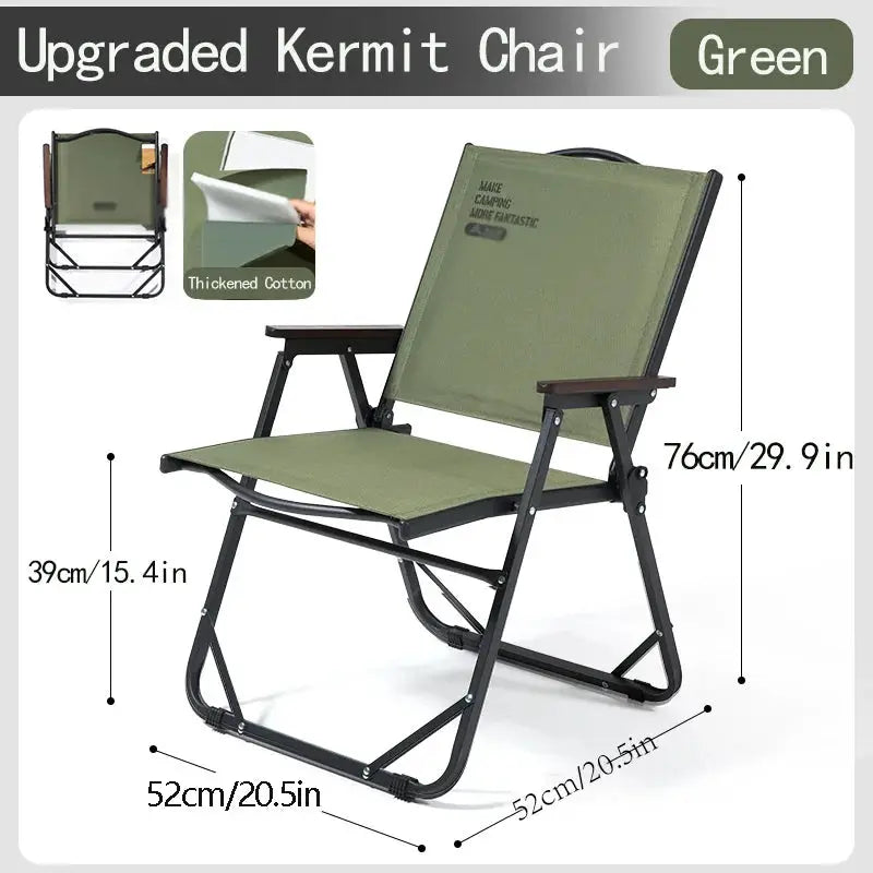 BISINNA outdoor folding camping chair green by Simples Market; portable lounge with thickened cotton fabric.