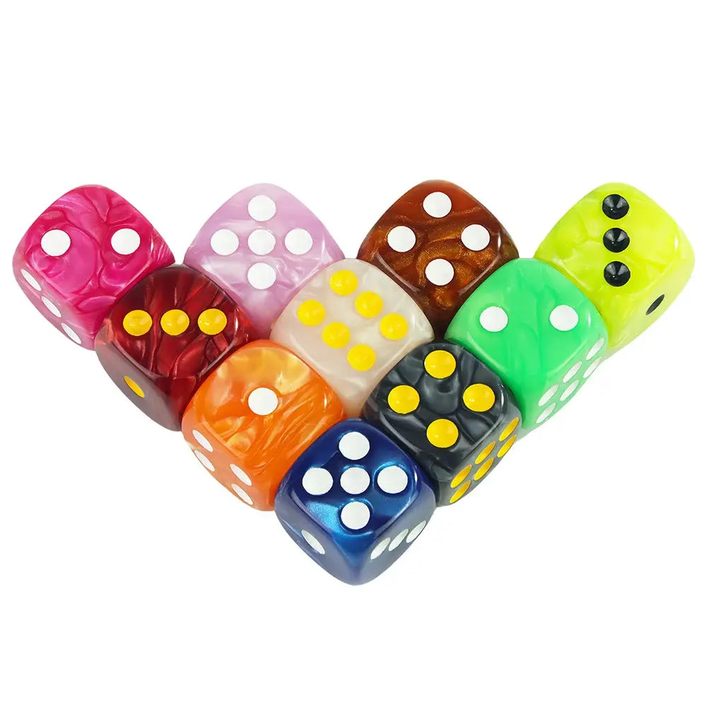 16mm Round Corner Marble Acrylic Dice Set 6 Sided For Tabletop Games Gambling Entertainment Party