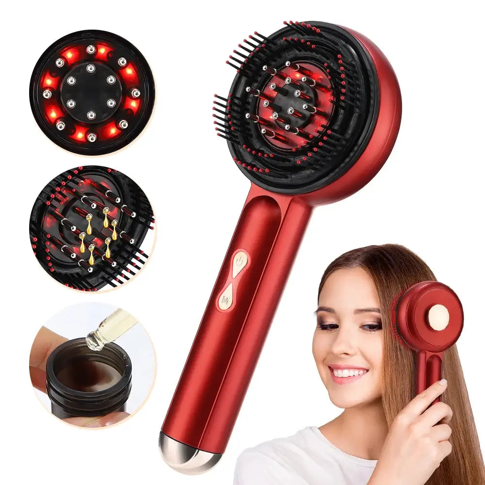 Electric Vibration Massage Comb With Red Light Therapy For Hair Growth Scalp Care Anti Hair Loss Liquid Oil Applicator