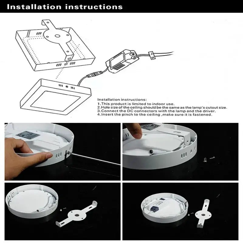 LED panel light white round/square downlight with driver for surface ceiling mount (9W/15W/25W)