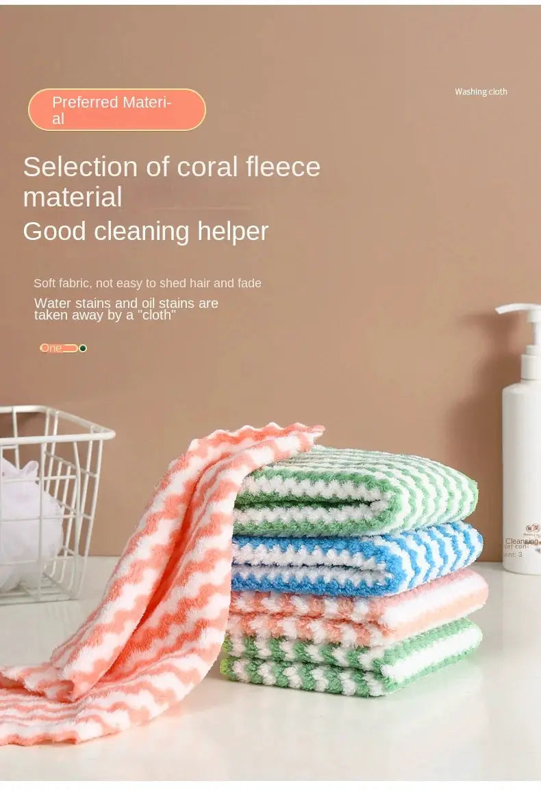 Simples Market 20-piece coral velvet microfiber kitchen wipes with wave design, multicolor stack