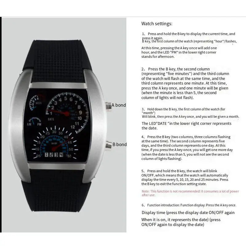VeloTime Racing Dashboard Digital Watch With Bold LED Display For Sporty Fashion And Daily Wear