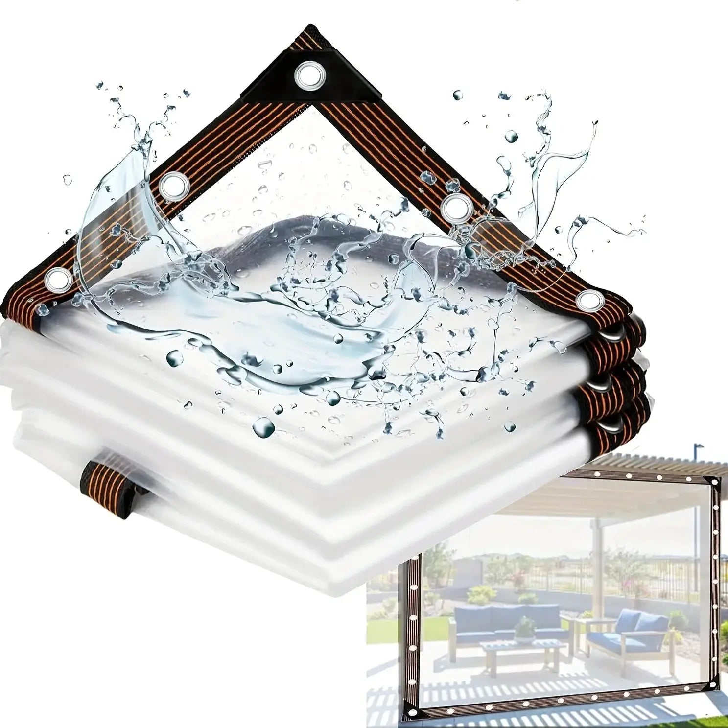 Clear Waterproof Tarp With Grommets For Patio Henhouse Porch Canopy Plant Camping Outdoor Covering