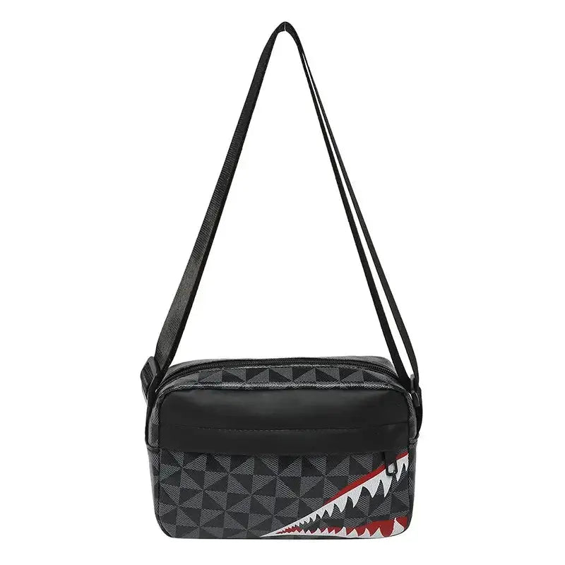 Creative Shark Mouth Crossbody Bag Bold Shark Mouth Print Large Capacity For Coins And Phone