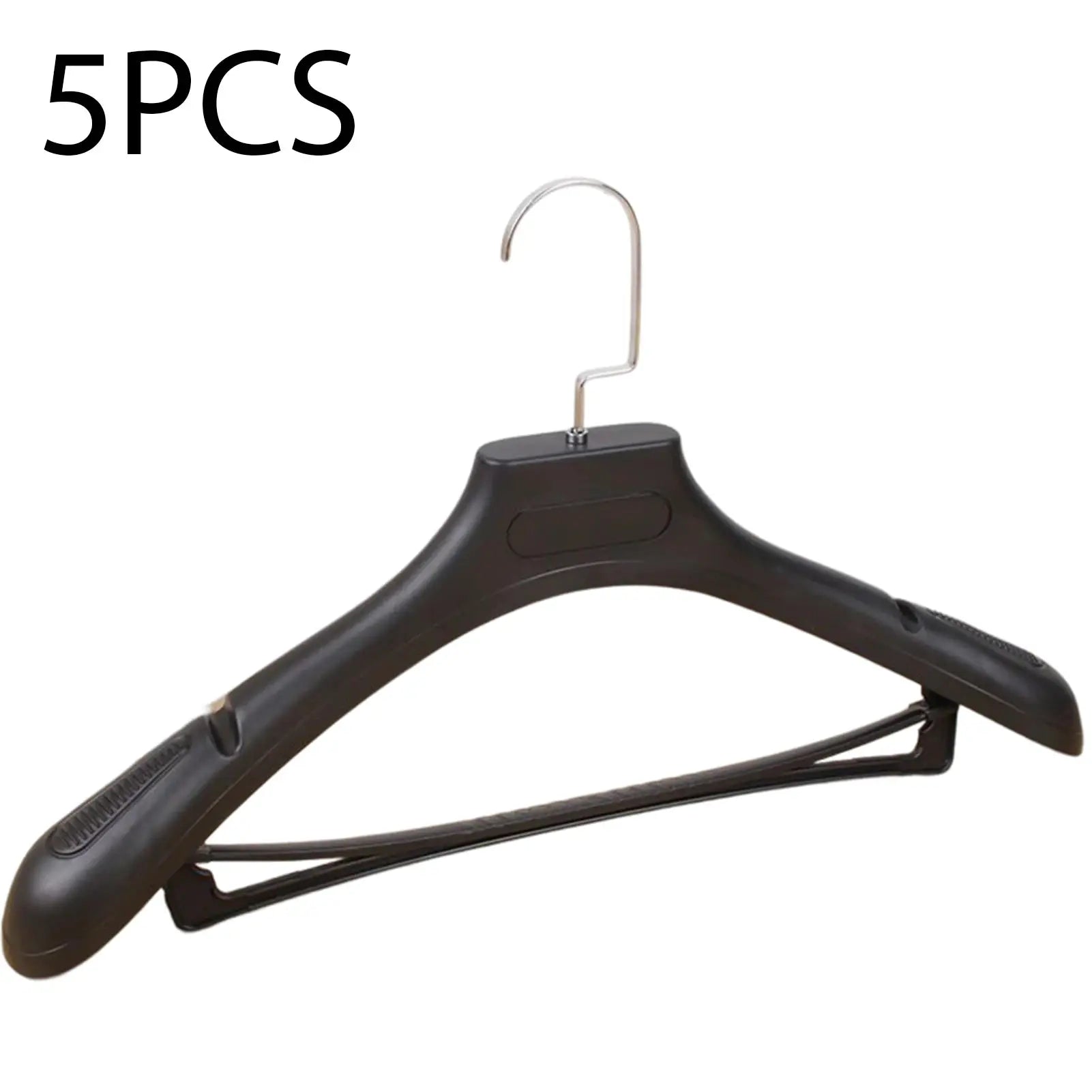 5pc wide-shoulder plastic clothes hanger set by Simples Market in black