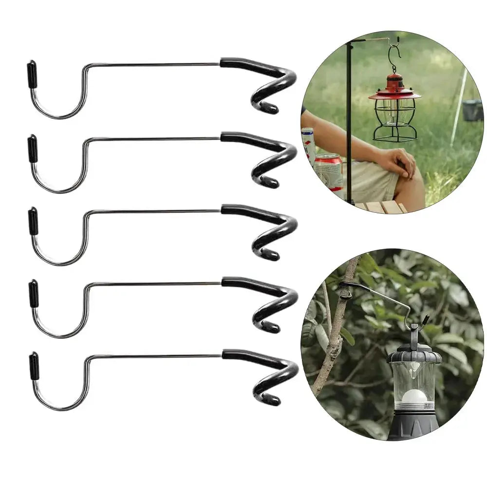 Simples Market 5pc light-stand holder hooks; metal with black ends for tent lamps and lanterns, outdoor camping