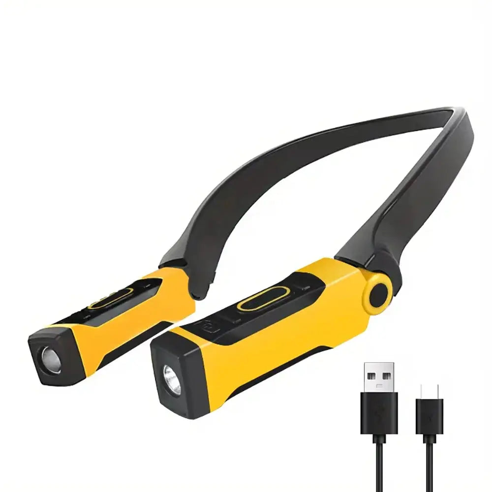 LuminaTech Rechargeable LED Neck Reading Light With Two Brightness Levels For Reading Knitting Camping And Repair