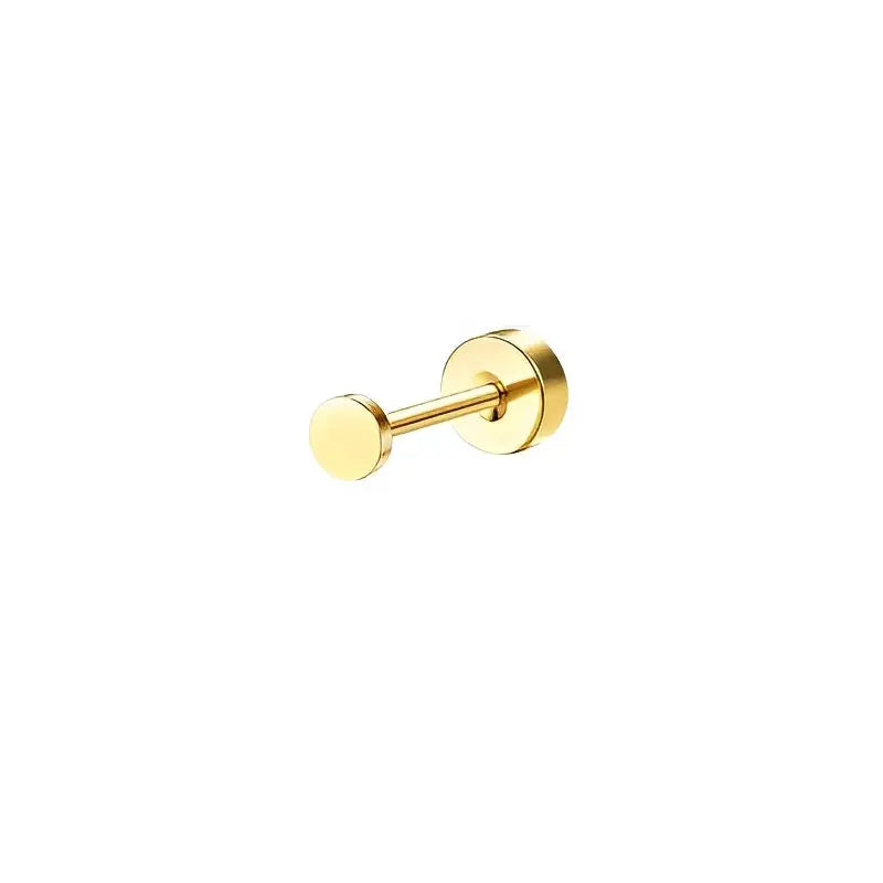 Bobisty 1pc Surgical Stainless Steel Earrings Dainty Flat Back Stud Hoop Cartilage For Sensitive Ears Women